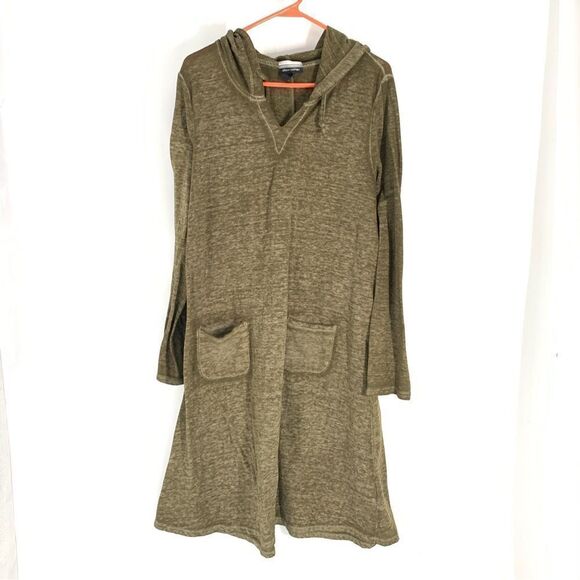 Allison Britney Green Marled L/S Hooded Shift Dress Size XL - Picture 1 of 8